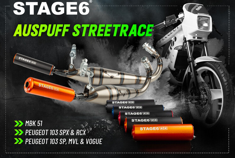 Stage6 Moped Exhaust Streetrace MBK 51 & Peugeot 103