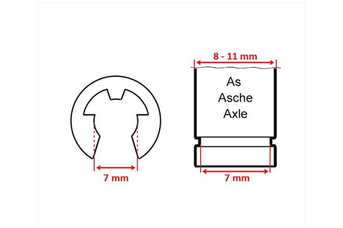 Sicherungsring (E-Clip) DIN6799 f&uuml;r 8-11mm Achse (x10)