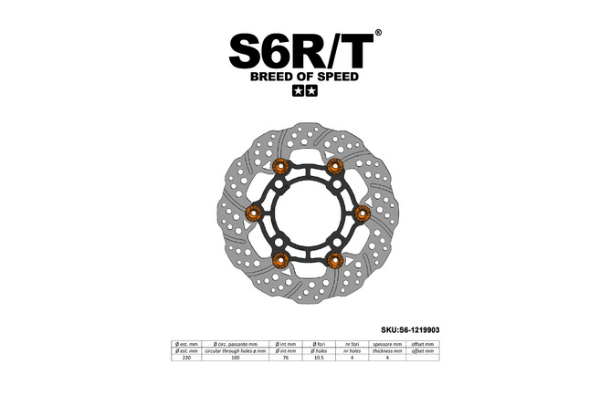 Bremsscheibe schwimmend 220mm - 4-Loch Stage6 R/T Pit Bike
