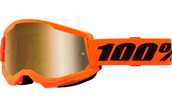 Gafas de Motocross 100% Strata 2 Naranja Flúor / Lente Espejo Dorado