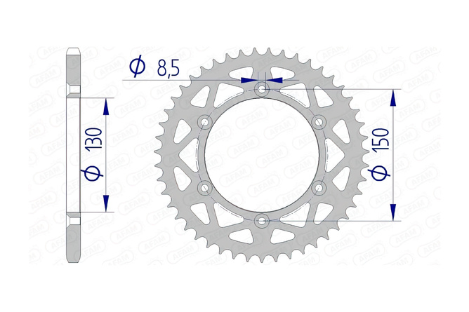 Couronne Afam aluminium 50 dents Yamaha YZ / YZF