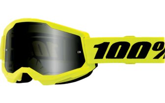 Gafas de Motocross 100% Strata 2 Amarillo Flúor / Lente Espejo Rojo