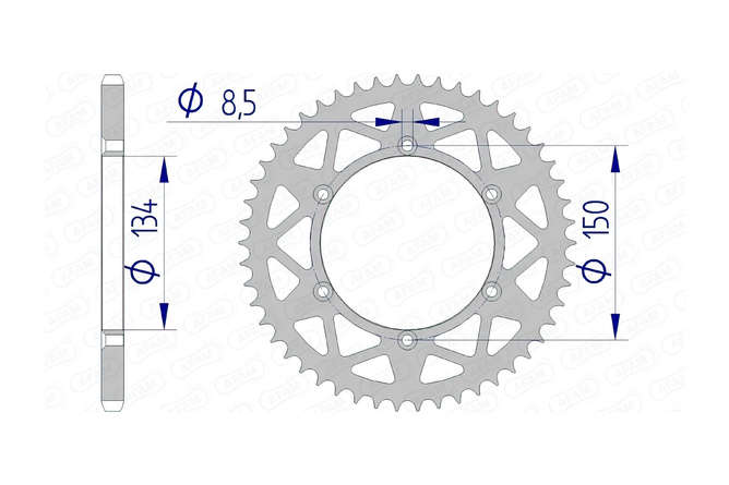 Rear Sprocket Afam aluminium self-cleaning 50 teeth Kawasaki