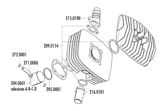 Piston Polini S.6000 d=48mm Cote A Zündapp Corsa 50