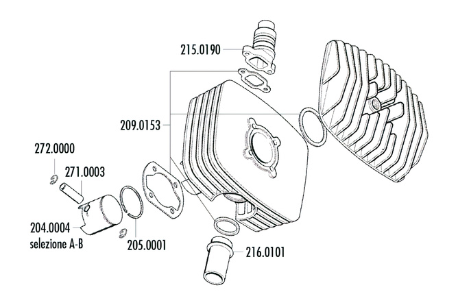 Set Pistón Polini Serie 6000 48mm (D) Ciclomotores Sachs