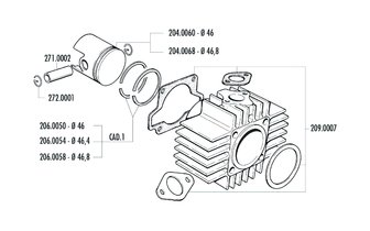Pochette de joints de cylindre Polini Sport 70cc d=46mm Garelli Noi-Matic / Katia 50