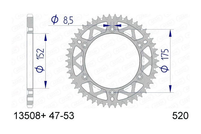 Corona Afam Aluminio 48 Dientes Yamaha YZ 125 / 250