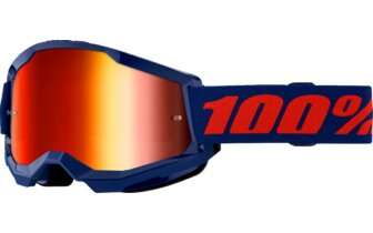 Gafas de Motocross 100% Strata 2 Azul Marino / Lente Espejo Rojo