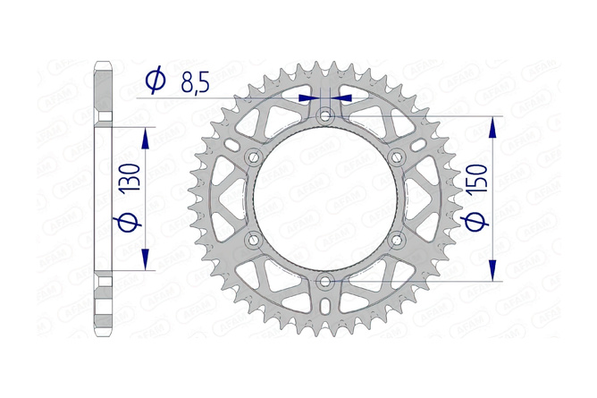 Rear Sprocket Afam aluminium self-cleaning 47 teeth Yamaha YZ / YZF