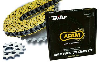 Kit chaine Afam 520 Type XRR3 14/49 (couronne Ultra-light anti-boue) Beta RR 200 2T