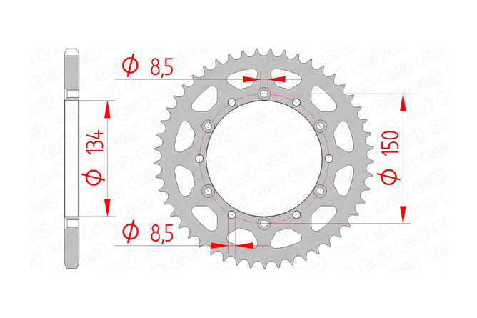 Couronne Afam acier 49 dents Kawasaki KX / KXF