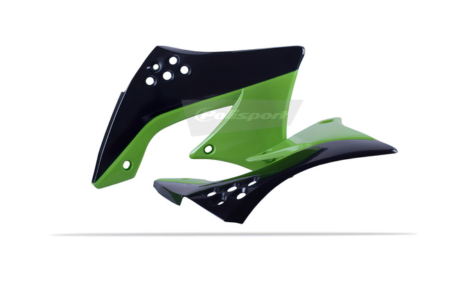 Side Panels front Polisport original colour black / green Kawasaki KXF 450