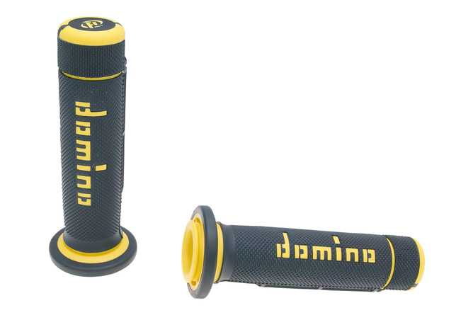 Manopole Domino A180 ATV gas al pollice 22/22mm nero-giallo