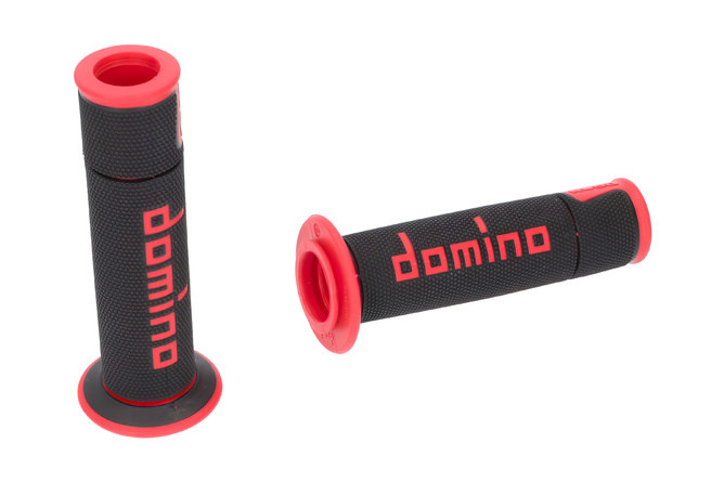 Poignées Domino A450 on-road racing extrémité ouverte noir / rouge