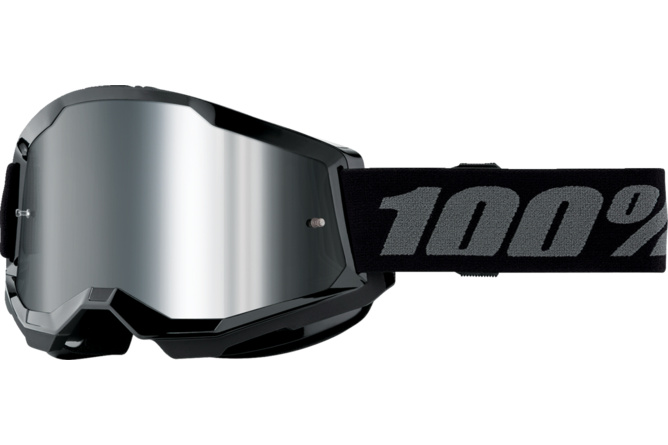 Gafas de Motocross Infantil 100% Strata 2 Negro / Lente Espejo Plata
