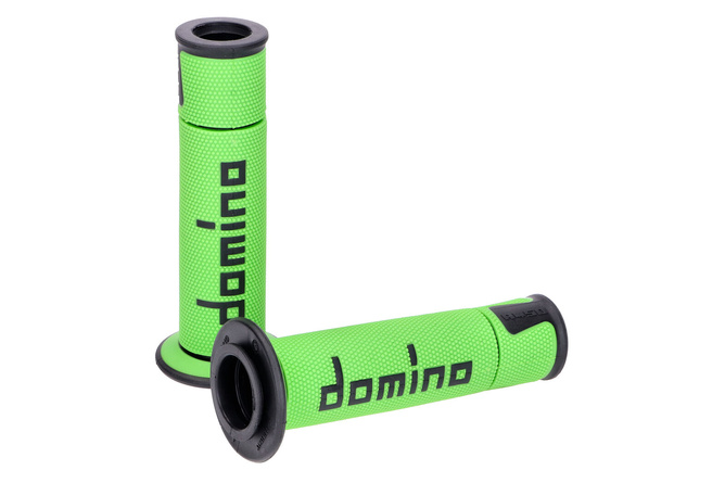 Poignées Domino A450 On-Road Racing vert / noir (extrémité ouverte)