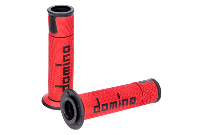 Poignées Domino A450 On-Road Racing rouge / noir (extrémité ouverte)
