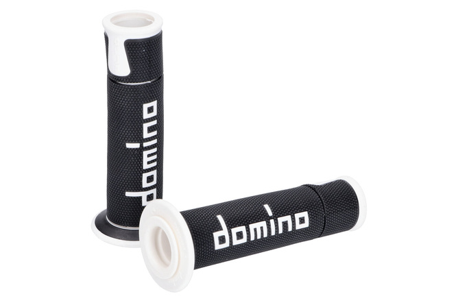Poignées Domino A450 On-Road Racing noir / blanc (extrémité ouverte)