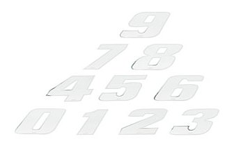 Racing Number Stickers white medium