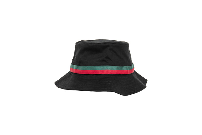 Fischerhut Bucket Hat Stripe Flexfit schwarz/feuerrot/grün