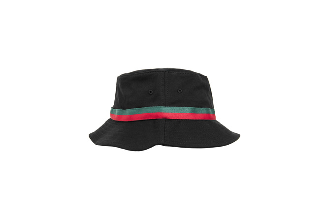 Fischerhut Bucket Hat Stripe Flexfit schwarz/feuerrot/grün