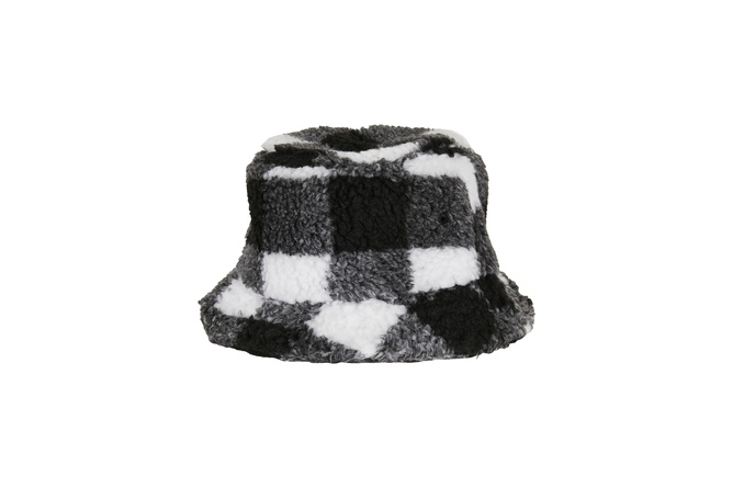 Fischerhut Bucket Hat Sherpa Check Flexfit weiß/schwarz