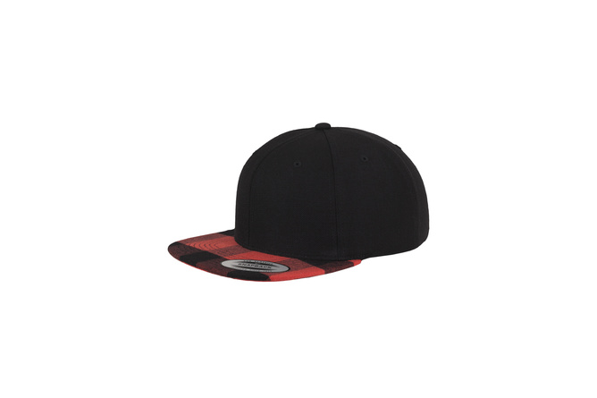 Snapback Cap Checked Flannel Peak Flexfit black/red
