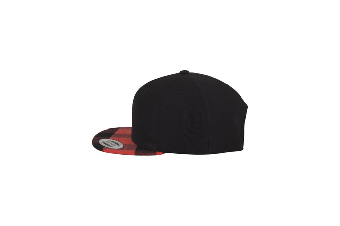 Casquette Snapback Checked Flannel Peak Flexfit noir/rouge