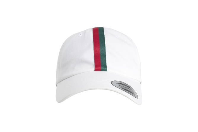 Baseball Cap Dad Hat Stripe Flexfit weiß/feuerrot/grün
