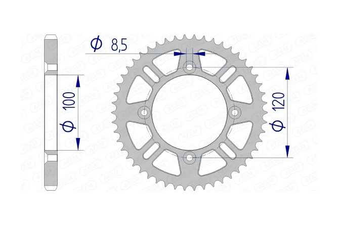 Couronne Afam 428 aluminium 52 dents RM / YZ 85