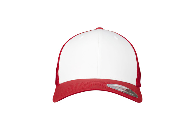 Trucker Cap Mesh White Front Flexfit red/white/red