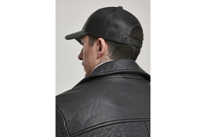 Casquette Trucker Leather Flexfit noir/noir