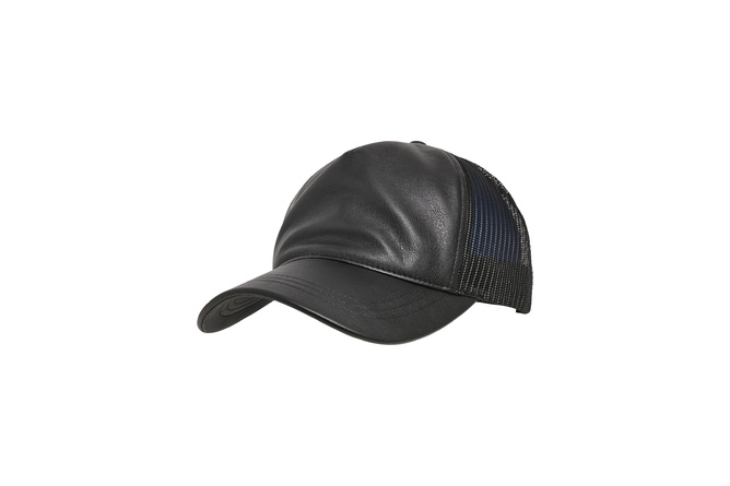 Cappellino trucker Leather Flexfit nero/nero