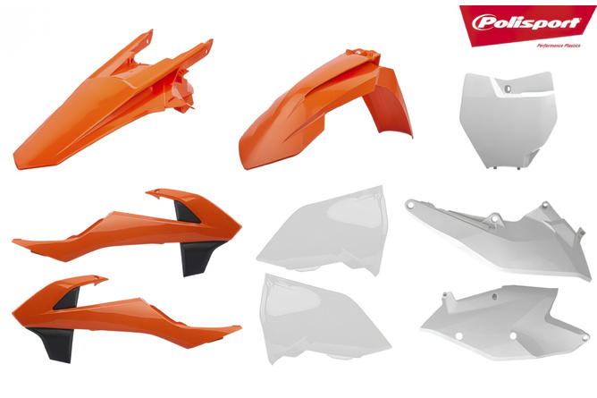 Kit plastique Polisport couleur origine (2018) Orange / blanc KTM SX / SX-F