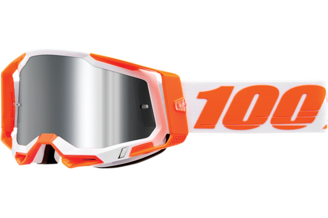 Maschera cross 100% Racecraft 2 ORANGE lente Flash specchio