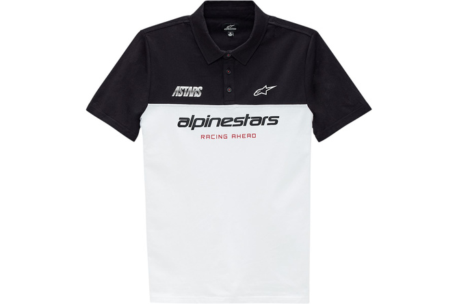 Polo Shirt Alpinestars Paddock white/black