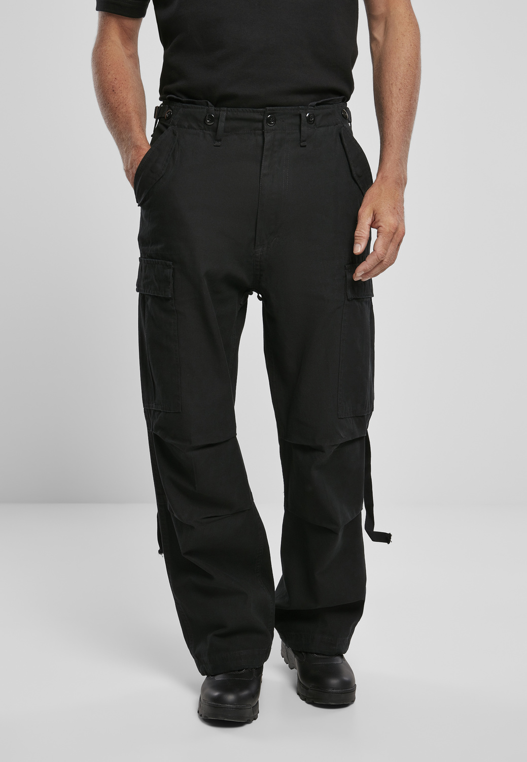 Brandit M-65 Vintage Da Uomo Pantaloni da combattimento dell'Esercito Polizia Sicurezza Pantaloni Con Tasconi Nero 