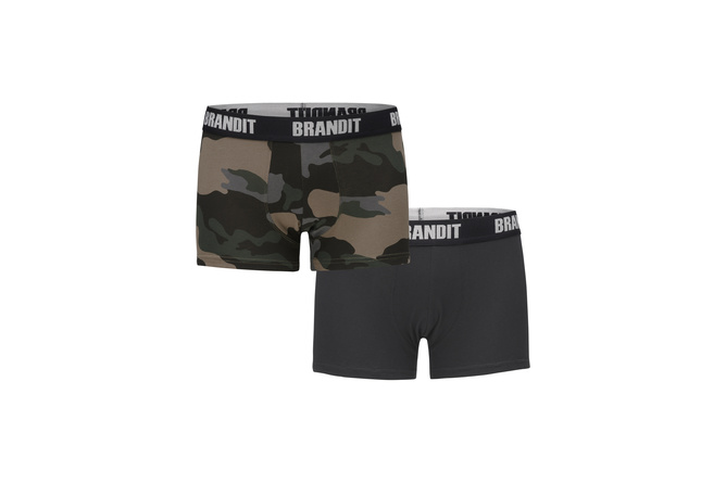 Boxer Shorts Logo 2-Pack Brandit dark camo/schwarz