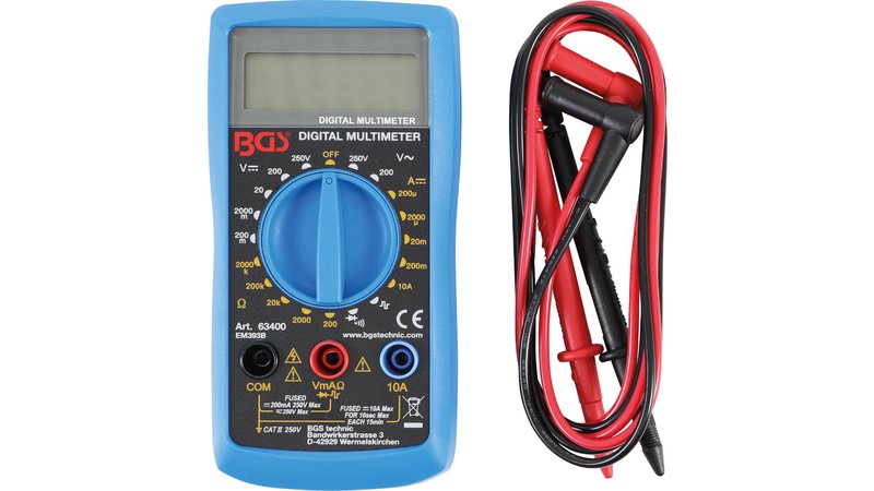 BGS 63400 Multimetro Digitale Professionale, Tester Per Volt, Ampere, Ohm, Qualità BGS - 2