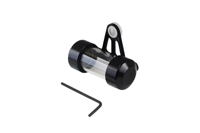 Porte vignette assurance alu noir (tube court) - 70mm