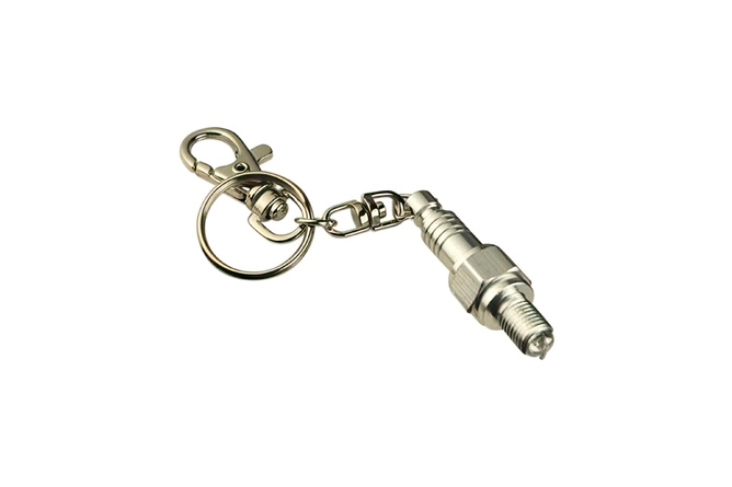 Keychain in spark plug shape silver