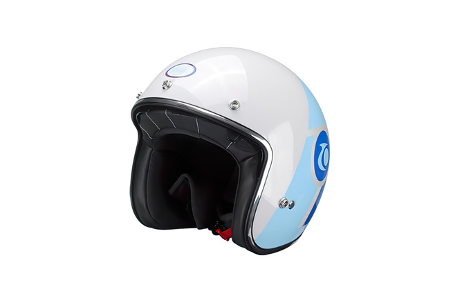 Jet / Open Face Helmet w/ sun visor Trendy T-104 Herby white / blue / red glossy