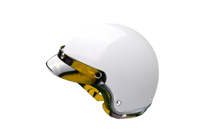 Casque Moto Vintage Jet Fibre Premier Avec Visière Intégrée Blanc Confédéré P13612
