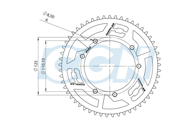 Rear Sprocket 53 teeth - 428 Doppler black steel Sherco Enduro 50