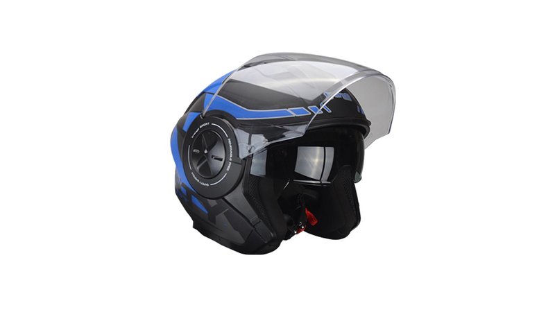 Casco Jet visiera doppia Trendy T-405 Kamak grigio / blu opaco XS - Taglia:  XS