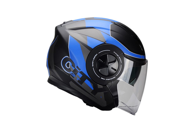 Jet / Open Face Helmet double visor Trendy T-405 Kamak grey / blue matte