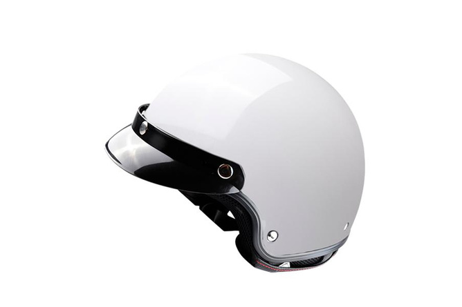 Jet / Open Face Helmet w/ peak Trendy T-100 Vintage white glossy