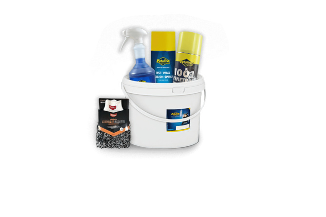 Pack entretien, Pack entretien Putoline RS1 Wash / Wax / PTFE Spray / Gant / Seau en Aérosol