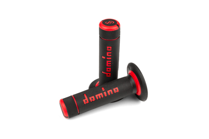 Puños Motocross Domino A020 Doble Densidad Negro / Rojo