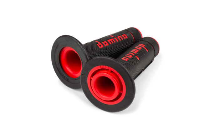 Puños Motocross Domino A020 Doble Densidad Negro / Rojo